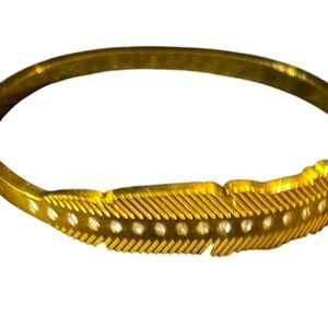 Gold Color Women Cuff Bracelet Stainless Steel Leaf Shape Stainless Steel